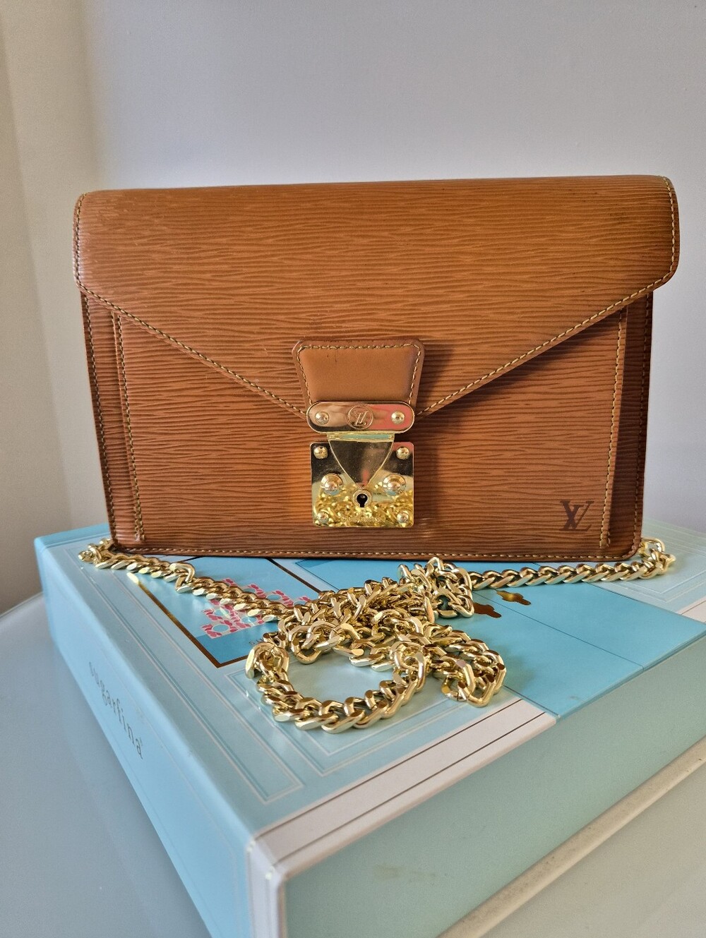 Louis Vuitton Epi Dragonne Clutch With Added Chain Strap
